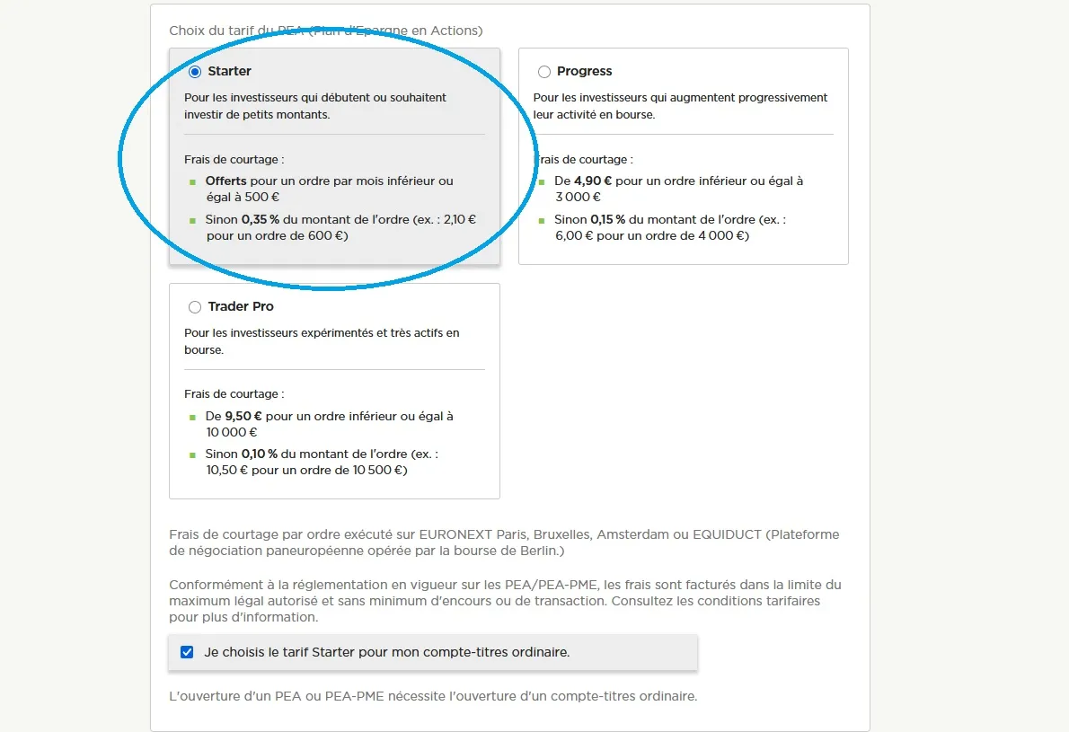 Choix du tarif Fortuneo